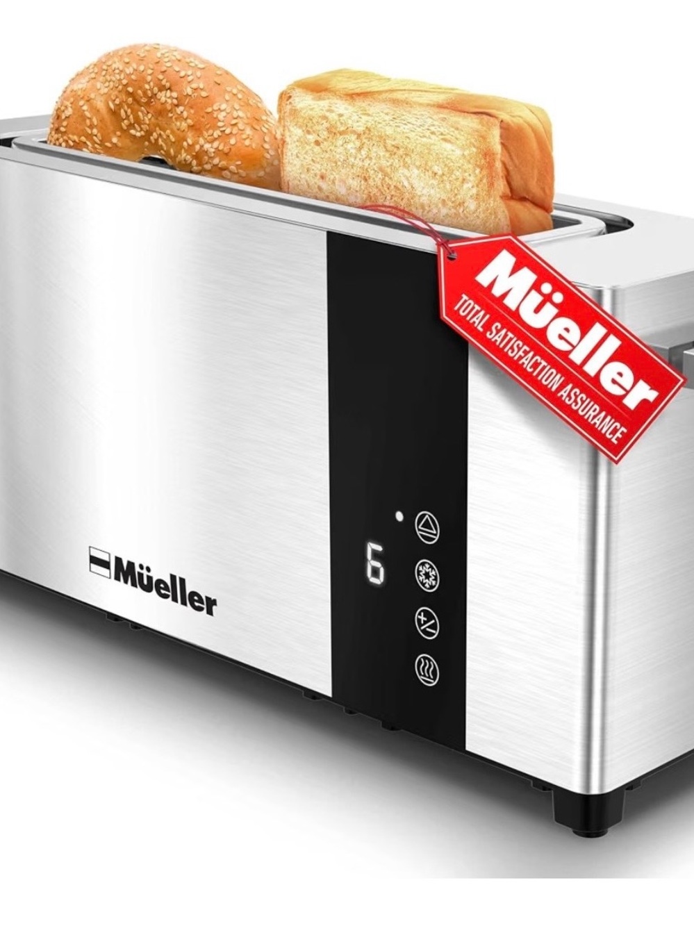 Mueller Stainless Steel 2-Slice Toaster in Brushed Silver
